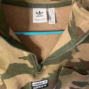 Adidas Green Camo Crop Sweatshirt